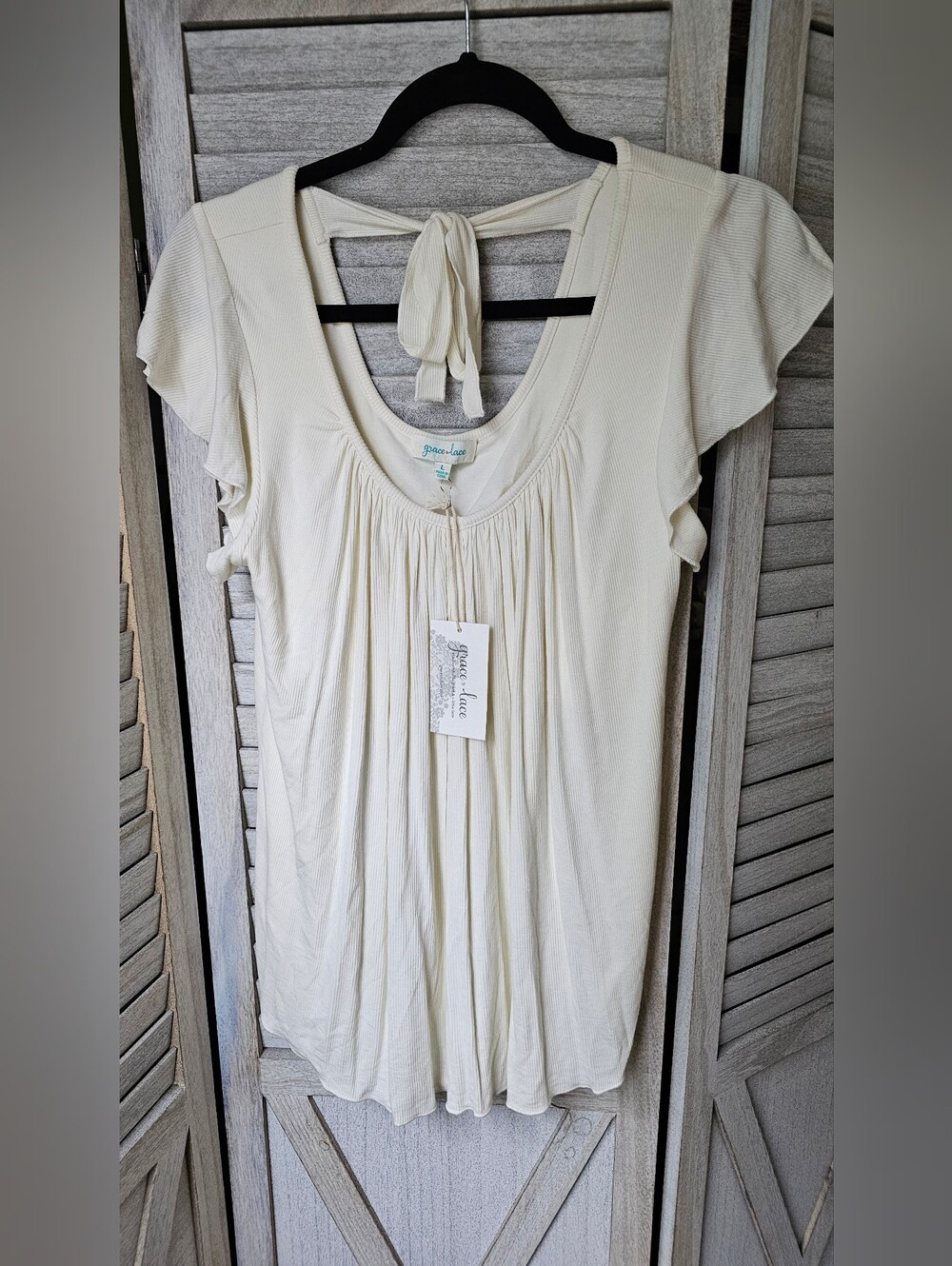 NWT Grace & Lace Ribbed Tie-Back Tunic Babydoll Top